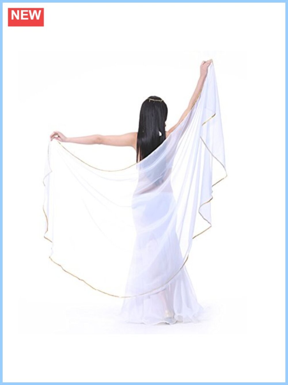 Chiffon Semicircle Hand Scarf Belly Dance Hip Veil Sequin Trim Shawl Wrap